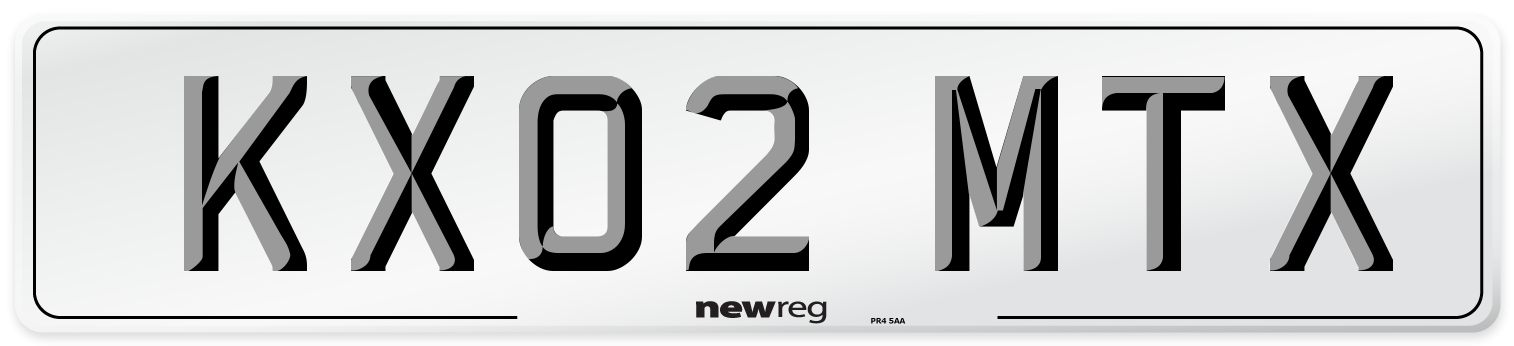 KX02 MTX Number Plate from New Reg
